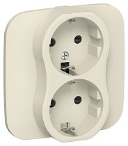FLITE Розетка 2-местная с заземлением с защитными шторками безвинтовое крепление 16А РСш12-1-А-ФлСл сливочный IEK