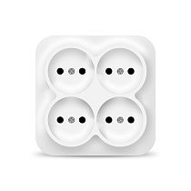 Розетка четырехместная квадратная серия "IONICH", без заземления, открытой установки, 16А, 220В, белая (еврослот)