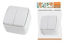 Выключатель 2-кл. открытой установки IP20 10А, белый "Дача" Народная TDM