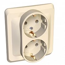 ЭТЮД скрытая установка Кремовый Розетка двойная с заземлением Systeme Electric (Schneider Electric)