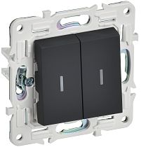 SKANDY Выключатель 2-клавишный проходной с индикацией 10А SK-V10G графит IEK