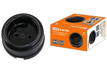 Розетка фарфоровая 2П 10А 250В черная «Болонь»  TDM