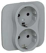 FLITE Розетка 2-местная с заземлением без защитных шторок безвинтовое крепление 16А РС12-1-А-ФлС серый IEK