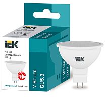 Лампа светодиодная MR16 софит 7Вт 230В 4000К GU5.3 IEK Лампа светодиодная MR16 софит 7Вт 230В 4000К GU5.3 IEK