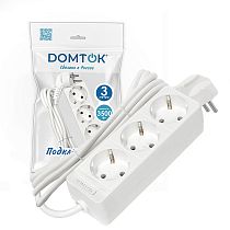 Удлинитель быт. "DOMTOK" 3гн., ПВС 3*1, 3,5кВт, з/к 3м