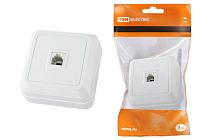 Розетка TФ (RJ-11) открытой установки IP20, белая "Ладога"  TDM