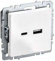 Розетка BRITE USB A+C 18Вт РЮ11-1-БрБ белый  IEK