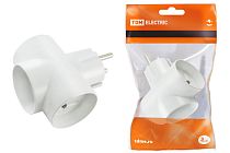 Тройник 3х2П 16А 250B белый  TDM