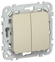 FLITE Выключатель 2-клавишный 10А ВС12-1-0-ФлШ шампань IEK