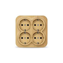 Розетка четырехместная квадратная серия "IONICH", с заземлением, открытой установки, 16А, 220В, "сосна" (еврослот)