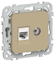 FLITE Розетка 2-местная RJ45/TV категория 5Е UTP РКТВ5е-2-0-ФлХ хаки IEK