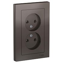 AtlasDesign Мокко Розетка без заземления 2 постовая, 16А, (в сборе с рамкой) Systeme Electric (Schneider Electric)