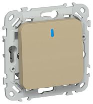 FLITE Выключатель 1-клавишный проходной с индикацией 10А ВС61-1-1-ФлХ хаки IEK