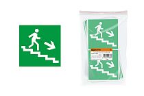 Знак "Направление к эвакуационному выходу (по лестнице направо вниз)" 150х150мм  TDM