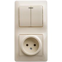Glossa Бежевый Блок: Розетка и 2клавишный Выключатель Systeme Electric (Schneider Electric) Glossa Бежевый Блок: Розетка и 2клавишный Выключатель Systeme Electric (Schneider Electric)