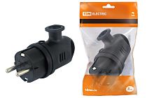 Вилка угловая с ушком каучук 2Р+РЕ 16А 250В IP44  TDM