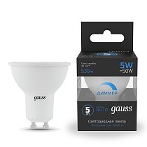 Лампа Gauss MR16 5W 530lm 6500K GU10 диммируемая LED 1/10/100 Лампа Gauss MR16 5W 530lm 6500K GU10 диммируемая LED 1/10/100