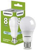 Лампа светодиодная A60 груша 8Вт 230В 6500К E27 GENERICA IEK Лампа светодиодная A60 груша 8Вт 230В 6500К E27 GENERICA IEK