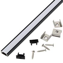 Профиль GAL-GLS-1000-7-16-B черный (1м профиль+ черн. рассеиватель+2 заглушки+2 скобы с шурупами)