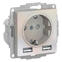 AtlasDesign Жемчуг Розетка 16А c 2 USB A+A, 5В/2,4А, 2х5В/1,2А Systeme Electric (Schneider Electric)