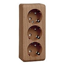 ЭТЮД открытая установка Бук Розетка тройная с заземлением со шторками 16А 250B Systeme Electric (Schneider Electric)