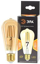 Лампа светодиодная ЭРА F-LED ST64-7W-824-E27 gold филамент золотистый теплый белый свет