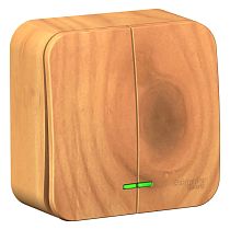 Blanca открытая установка без пластины Ясень Выключатель 2 клавишный  с подсветкой  10А Systeme Electric (Schneider Electric)