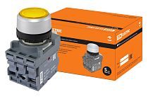 Кнопка с фиксацией MP2-21Y(LED) в сборе d22мм/220В 1з+1р желтая  TDM