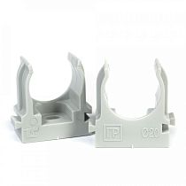 Крепеж-клипса для труб для прямого монтажа серая в гофроящике d20 мм (1200шт/кор) Промрукав