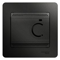 Glossa Антрацит Терморегулятор для т/п с датчиком, от +5 до +50°C, 10A (в сборе с рамкой) Systeme Electric (Schneider Electric)