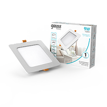 Светильник Gauss Basic Downlight квадрат 9W 720lm 4000K 170-260V IP20 120*26 белый LED 1/100 Светильник Gauss Basic Downlight квадрат 9W 720lm 4000K 170-260V IP20 120*26 белый LED 1/100
