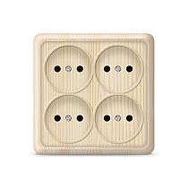 Розетка четырехместная квадратная серия "Олимп" б/з, о/у, 16А, 220В, сосна (еврослот) UNIVERSAL