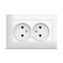 Розетка двухместная серия "Севиль" б/з, с/у, 16А, 220В, белая (еврослот) UNIVERSAL