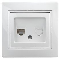 Розетка телефонная Intro Plano 1-302-01 RJ11 скрытой установки белый