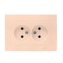 Валенсия розетка 2-местная б/з 10А кремовая с защ. штор. EKF PROxima