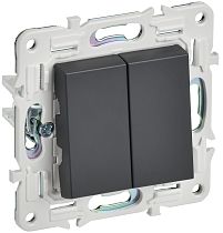 SKANDY Выключатель 2-клавишный проходной 10А SK-V05T титан IEK