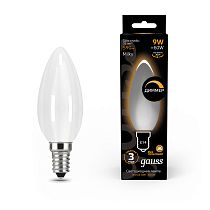 Лампа светодиодная Gauss Filament Свеча 9Вт 590lm 3000К Е14 milky диммируемая