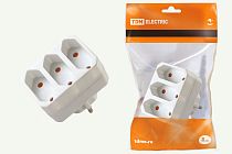 Блок на 3 гнезда 2П 2,5 А 250 B под плоскую вилку белый  TDM