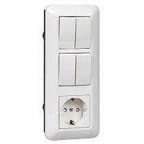 Blanca скрытая установка Белый Блок: Розетка с заземлением + Выключатель 2 клавишный  + Выключатель 2клавишный  (блистер) Systeme Electric (Schneider Electric)