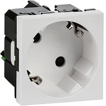Розетка 45град с заземляющим контактом защитной шторкой и безвинтовым зажимом (2 модуля) белая