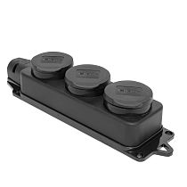 Розетка (колодка) трехместная с защит. крышками каучуковая 230В 2P+PE 16A IP44 EKF