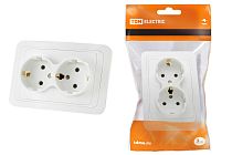 Розетка двойная 2П+З 16А белая "Валдай"  TDM