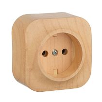 QUTEO Розетка 1-местная для открытой установки без заземления без защитных шторок 16А дерево