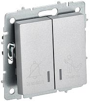 BRITE Выключатель 2-клавишный с индикацией для отелей 10А ВС10-2-9-БрА алюминий  IEK