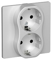 FLITE Розетка 2-местная с заземлением без защитных шторок безвинтовое крепление 16А РС12-1-К-ФлА алюминий IEK