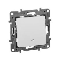 Переключатель одноклавишный с подсветкой автоматические зажимы 10AX белый Etika Legrand