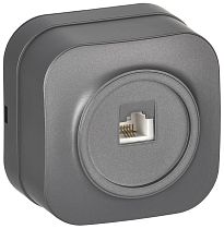 GLORY Розетка для открытой установки телефонная RJ11 РТ20-ХСм сталь матовый IEK