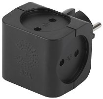 Сетевой разветвитель ЭРА без заземления 4 розетки, 16А, Чёрный, SP-4-B