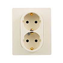 ETIKA Розетка 2-местная с заземлением без защитных шторок в сборе 16А слоновая кость
