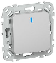 FLITE Выключатель 1-клавишный с индикацией 10А ВС11-1-1-ФлА алюминий IEK